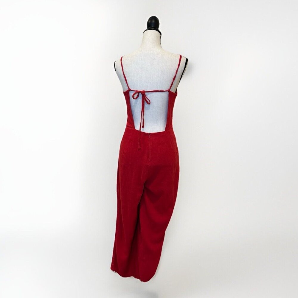 Oak + Fort Jumpsuit Women’s Medium  Wide Leg Tie Back Mark On Ankle - Picture 3 of 16